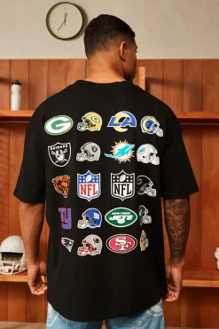 Nfl Oversized Multi Team Print T-shirt | BoohooMAN UK