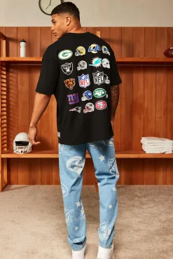 Nfl Oversized Multi Team Print T-shirt | BoohooMAN UK