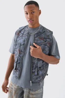 Nylon Camo Utility Vest | BoohooMAN UK