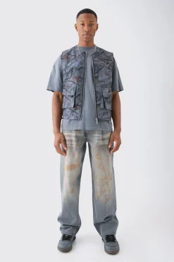 Nylon Camo Utility Vest | BoohooMAN UK