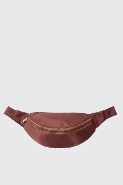 Nylon Cross Body Bag In Brown | BoohooMAN UK