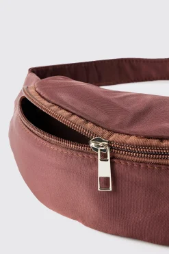 Nylon Cross Body Bag In Brown | BoohooMAN UK