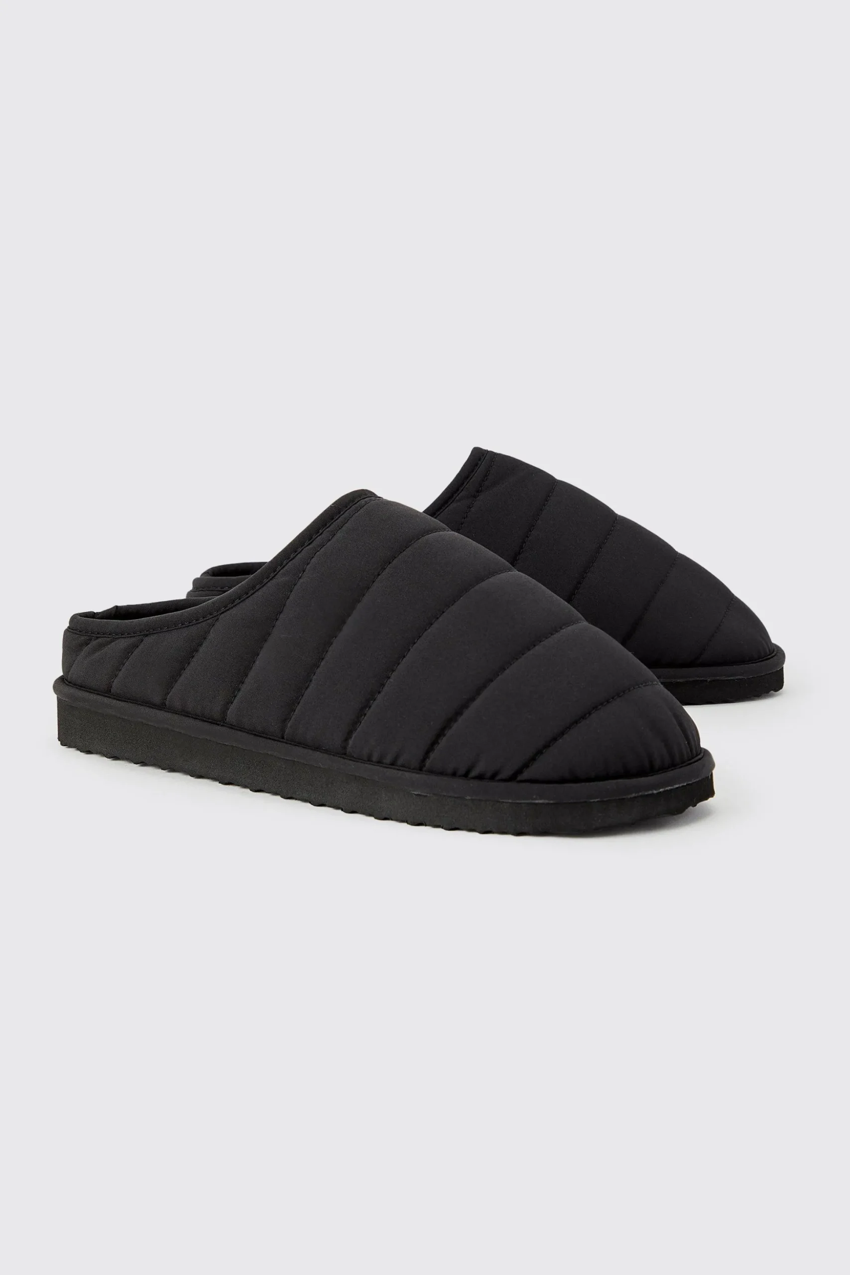 Nylon Quilted Slippers | BoohooMAN UK