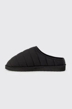 Nylon Quilted Slippers | BoohooMAN UK