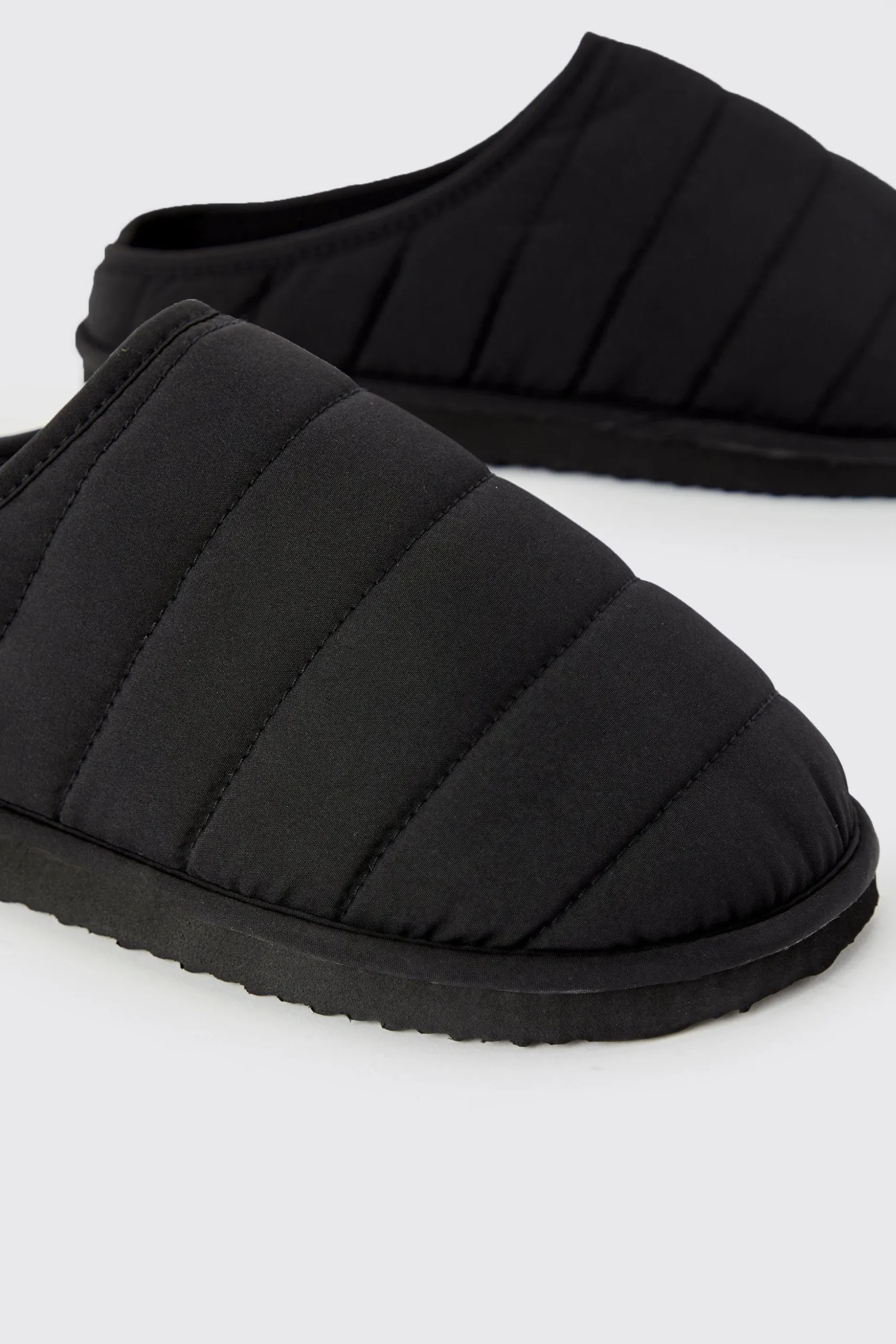 Nylon Quilted Slippers | BoohooMAN UK