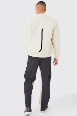 Nylon Varsity Jacket With Badges | BoohooMAN UK