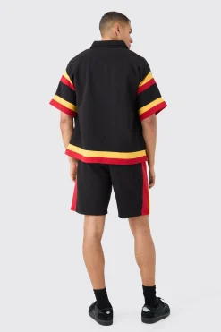 OFCL Baseball Shirt And Shorts Set | BoohooMAN UK