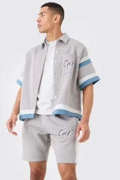 OFCL Baseball Shirt And Shorts Set | BoohooMAN UK