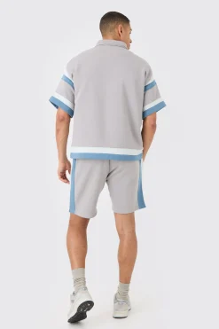 OFCL Baseball Shirt And Shorts Set | BoohooMAN UK