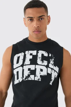 OFCL Dept Printed Ribbed Tank | BoohooMAN UK
