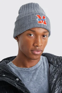 Ofcl League Varsity Ribbed Beanie | BoohooMAN UK
