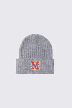 Ofcl League Varsity Ribbed Beanie | BoohooMAN UK