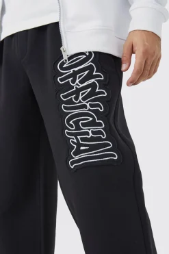 Official Applique Wide Fit Jogger | BoohooMAN UK