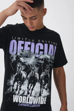 Official Horse Print T-Shirt | BoohooMAN UK