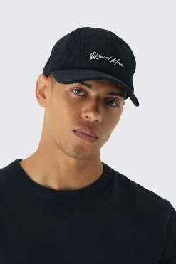 Official Man Corduroy Cap In Black | BoohooMAN UK