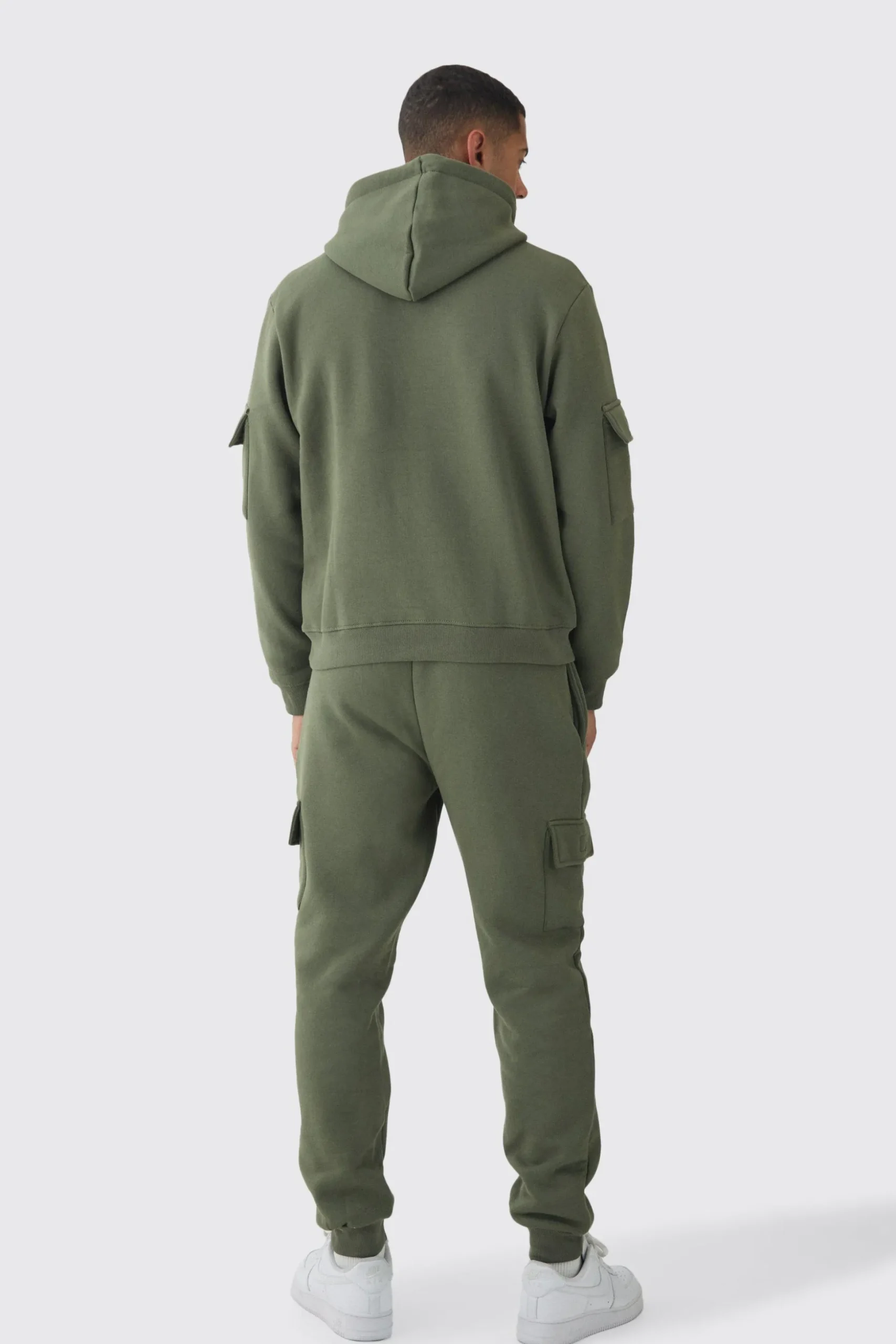Official Man Regular Fit Panelled Cargo Hooded Tracksuit | BoohooMAN UK