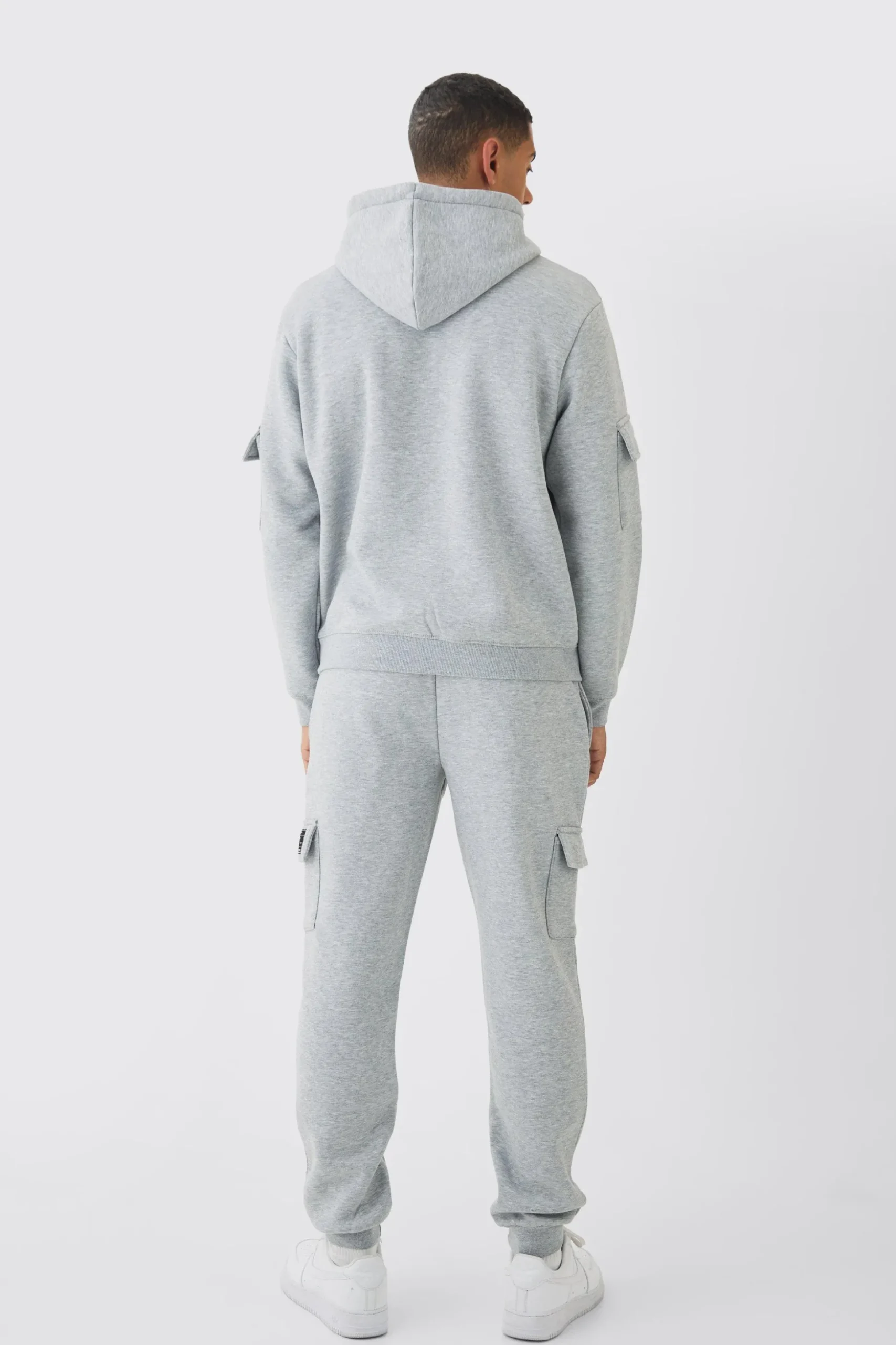 Official Man Regular Fit Panelled Cargo Hooded Tracksuit | BoohooMAN UK