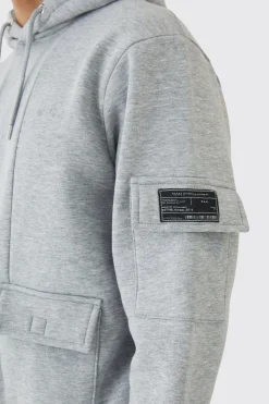 Official Man Regular Fit Panelled Cargo Hooded Tracksuit | BoohooMAN UK
