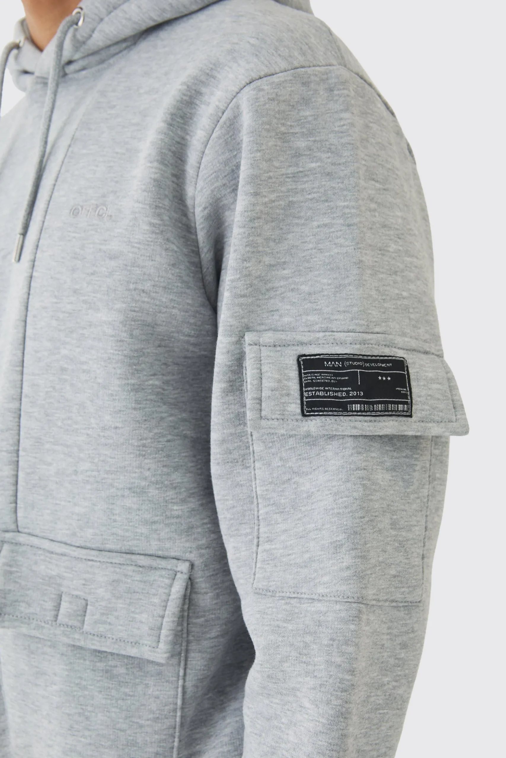 Official Man Regular Fit Panelled Cargo Hooded Tracksuit | BoohooMAN UK