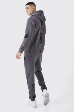 Official Man Tape Hooded Tracksuit | BoohooMAN UK