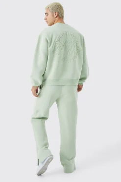 Official Oversized Boxy Sweat Embossed Tracksuit | BoohooMAN UK