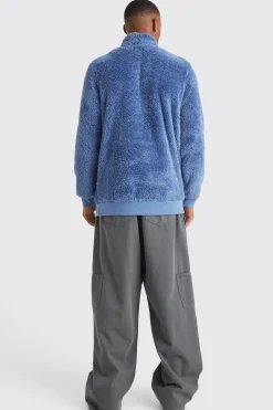 Official Piping Borg 1/4 Zip Funnel Sweat | BoohooMAN UK