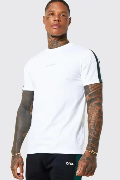 Official Print T-shirt With Tape Detail | BoohooMAN UK