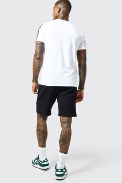Official Print T-shirt With Tape Detail | BoohooMAN UK