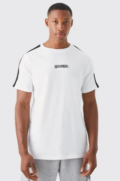 Official Print T-shirt With Tape Detail | BoohooMAN UK