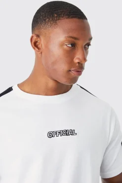 Official Print T-shirt With Tape Detail | BoohooMAN UK