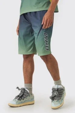 Ombre Applique Moto Mesh Long Length Basketball Shorts | BoohooMAN UK