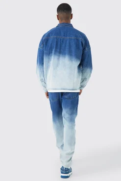 Ombre Denim Jacket And Jeans Set | BoohooMAN UK