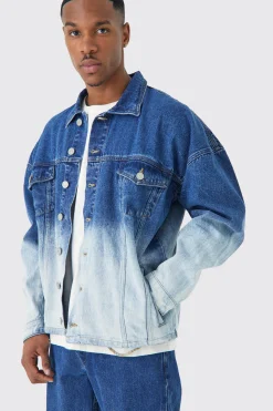 Ombre Denim Jacket And Jeans Set | BoohooMAN UK