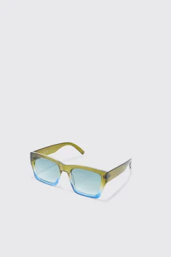 Ombre Square Sunglasses In Green | BoohooMAN UK