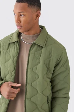 Onion Quilted Collared Jacket | BoohooMAN UK