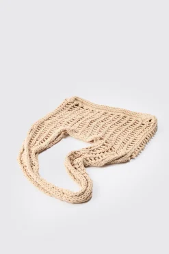 Open Knit Tote Bag | BoohooMAN UK