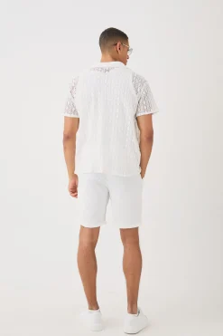 Open Stitch Diamond Shirt | BoohooMAN UK