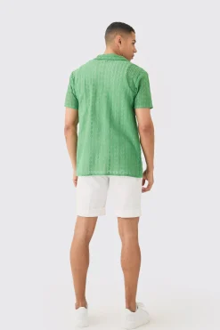 Open Stitch Diamond Shirt | BoohooMAN UK