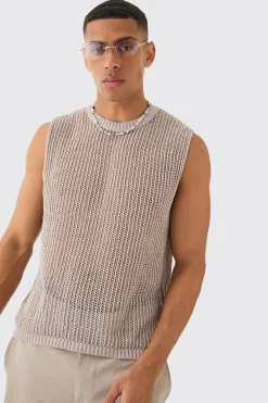 Open Stitch Tank | BoohooMAN UK