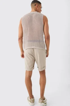 Open Stitch Tank | BoohooMAN UK