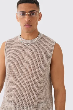 Open Stitch Tank | BoohooMAN UK