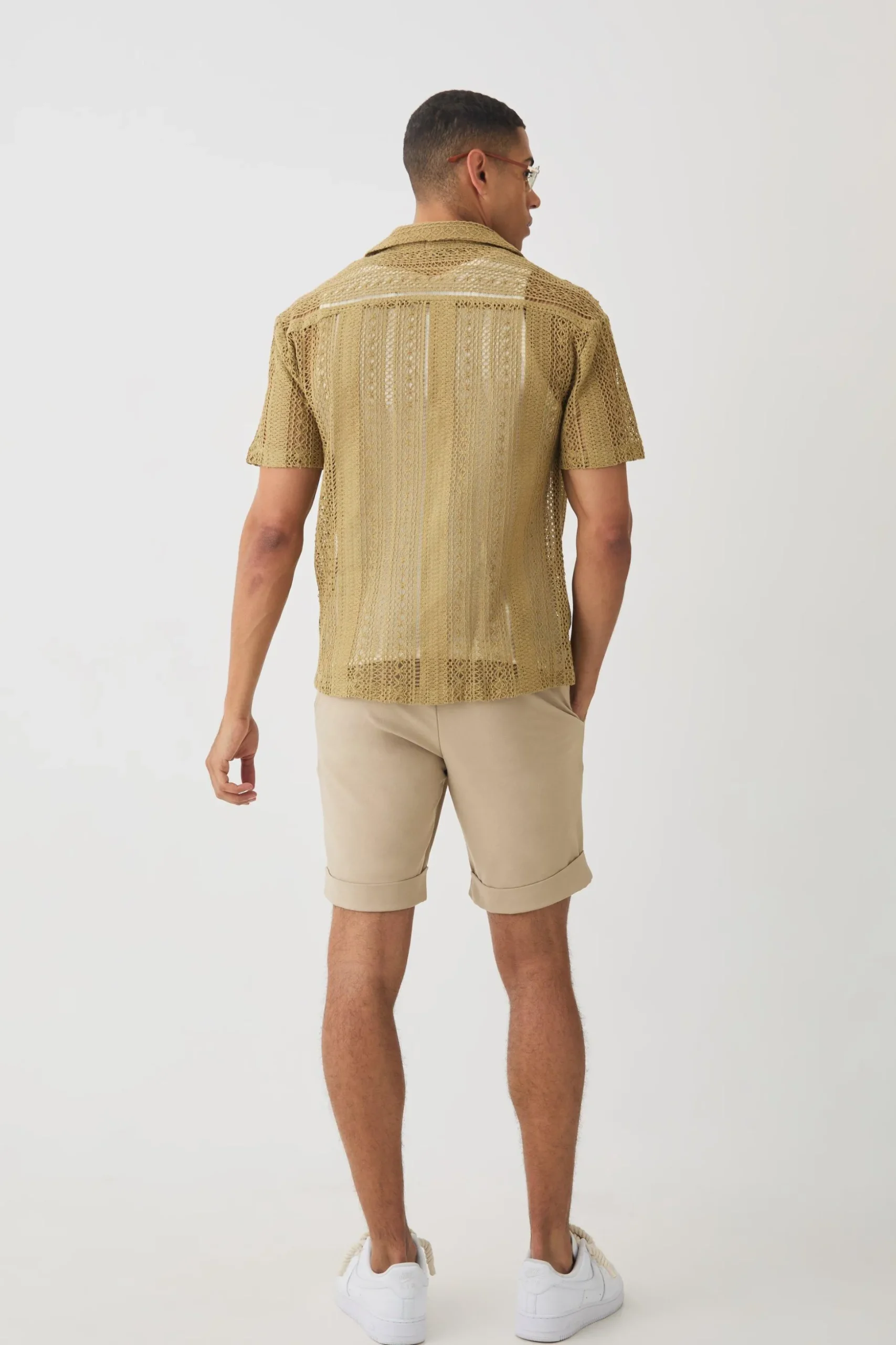 Open Weave Crochet Shirt | BoohooMAN UK