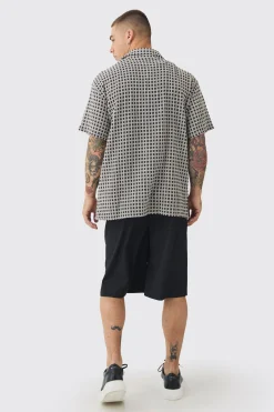 Open Weave Oversized Shirt | BoohooMAN UK