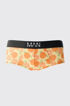 Orange Print Briefs | BoohooMAN UK
