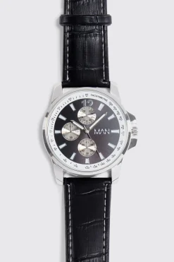 Original Man Faux Leather Strap Watch | BoohooMAN UK