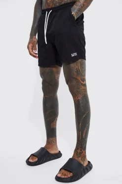 Original Man Mid Length Swim Shorts | BoohooMAN UK