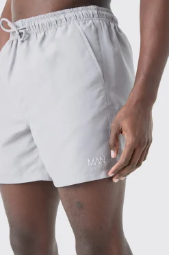 Original Man Mid Length Swim Short | BoohooMAN UK