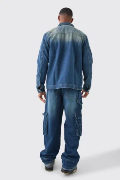 Overdye Western Contrast Stitch Overshirt | BoohooMAN UK