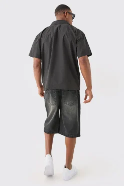 Overhead V Neck Dropped Shoulder Shirt | BoohooMAN UK