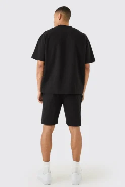 Overisized T-shirt & Short Interlock Set | BoohooMAN UK
